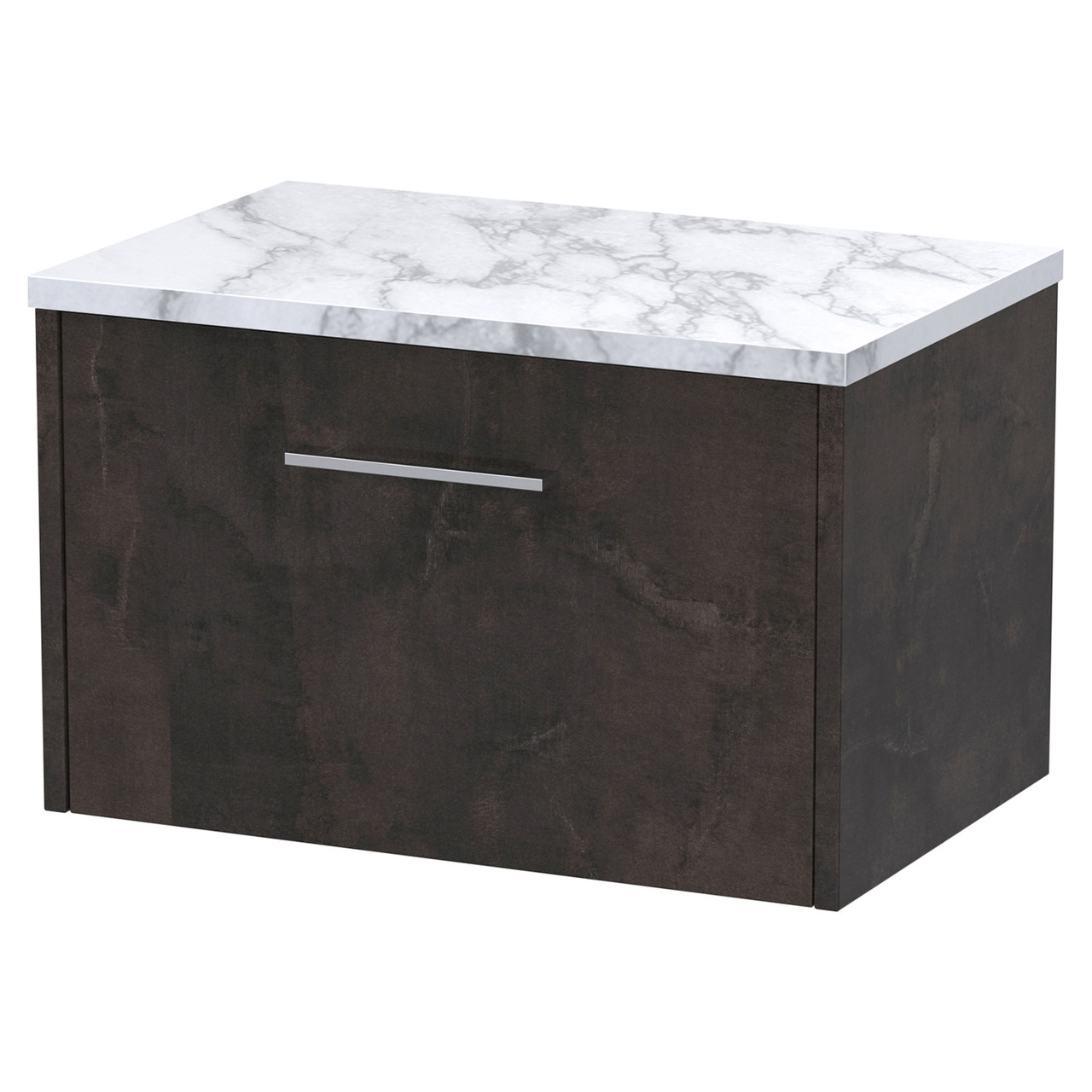 Hudson Reed Juno Matt Wall Hung Single Drawer Vanity Unit with Carrera Marble Worktop