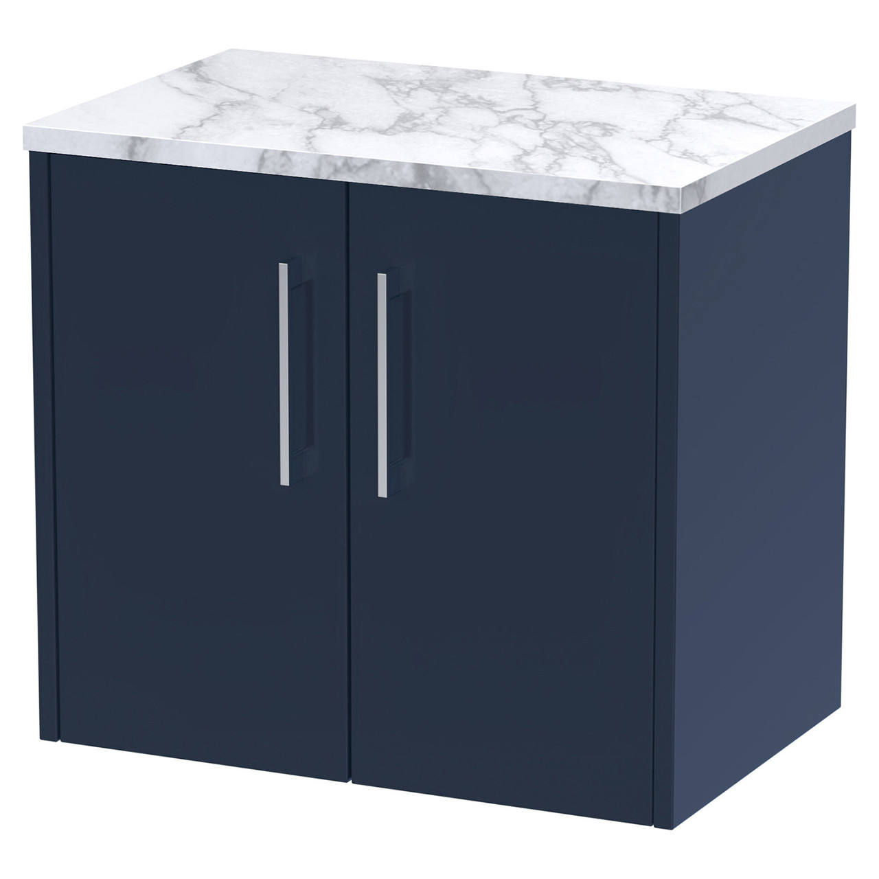 Hudson Reed Juno Wall Hung 2 Door Vanity Unit with Carrera Marble Worktop