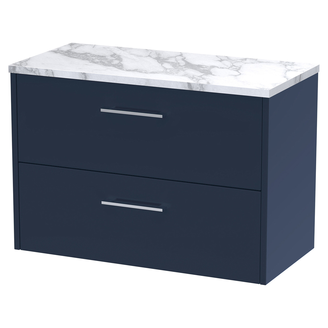 Hudson Reed Juno Wall Hung 2 Drawer Vanity Unit with Carrera Marble Worktop