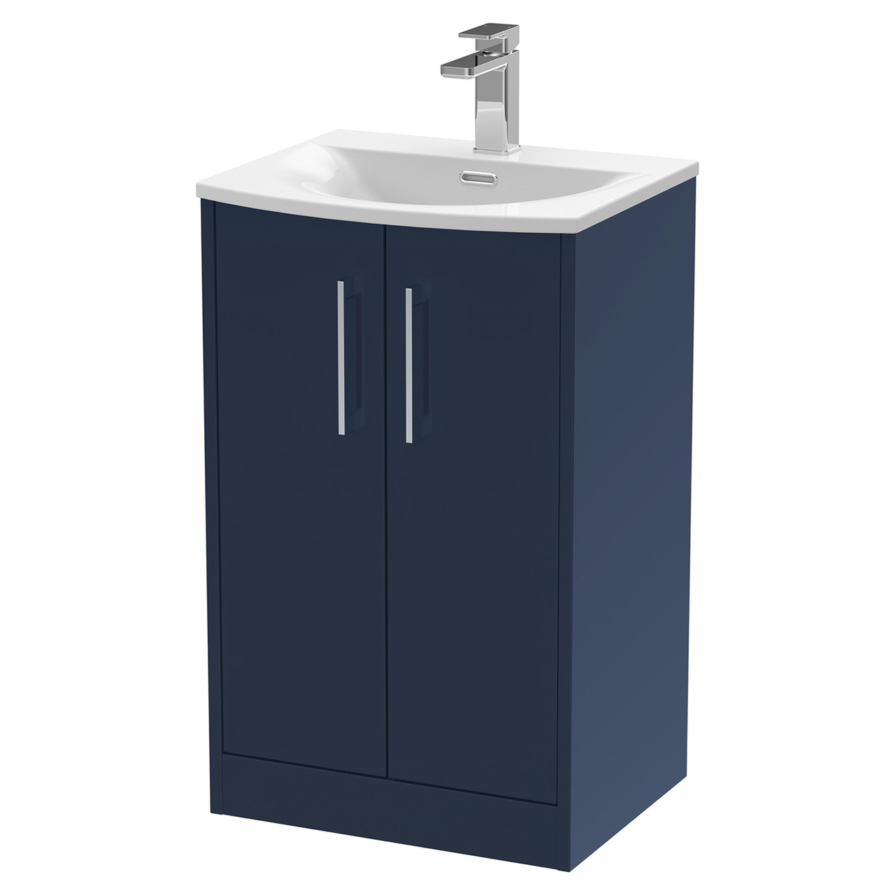 Hudson Reed Juno Satin 2 Door Vanity Unit and Curved Ceramic Basin