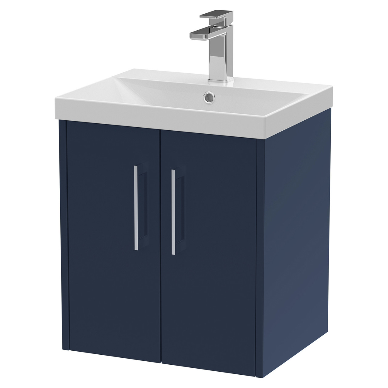 Hudson Reed Juno Satin Wall Hung 2 Door Vanity Unit and Thin Edge Ceramic Basin