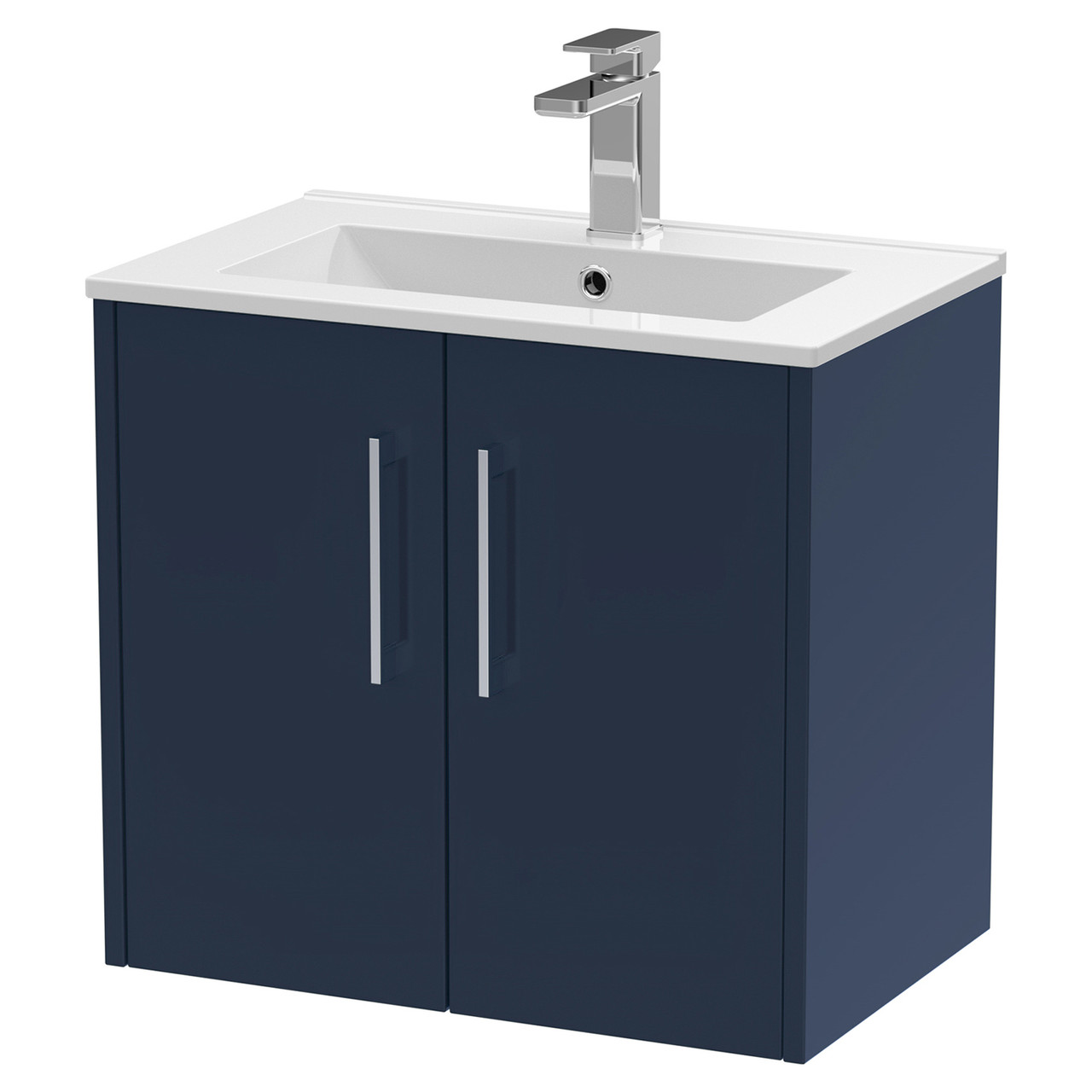 Hudson Reed Juno Satin Wall Hung 2 Door Vanity Unit and Minimalist Ceramic Basin