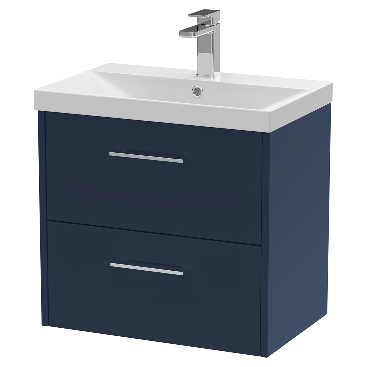 Hudson Reed Juno Satin Wall Hung 2 Drawer Vanity Unit and Thin Edge Ceramic Basin