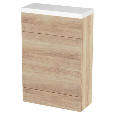 Hudson Reed Bleached Oak Fusion Compact Woodgrain Combination Toilet Unit With Polymarble Worktop | | Mfc | 600Mm