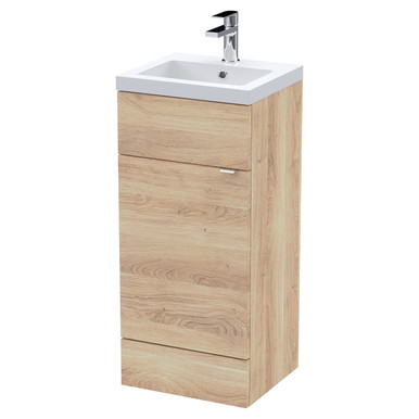 Hudson Reed Bleached Oak Fusion Woodgrain Single Door Combination Vanity Unit | | Mfc | 400Mm