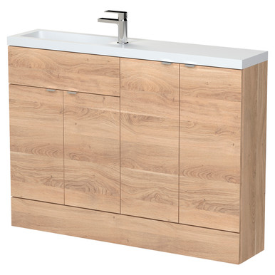 Hudson Reed Bleached Oak Fusion Compact Woodgrain 4 Door Combination Vanity Unit | | Mfc | 1200Mm