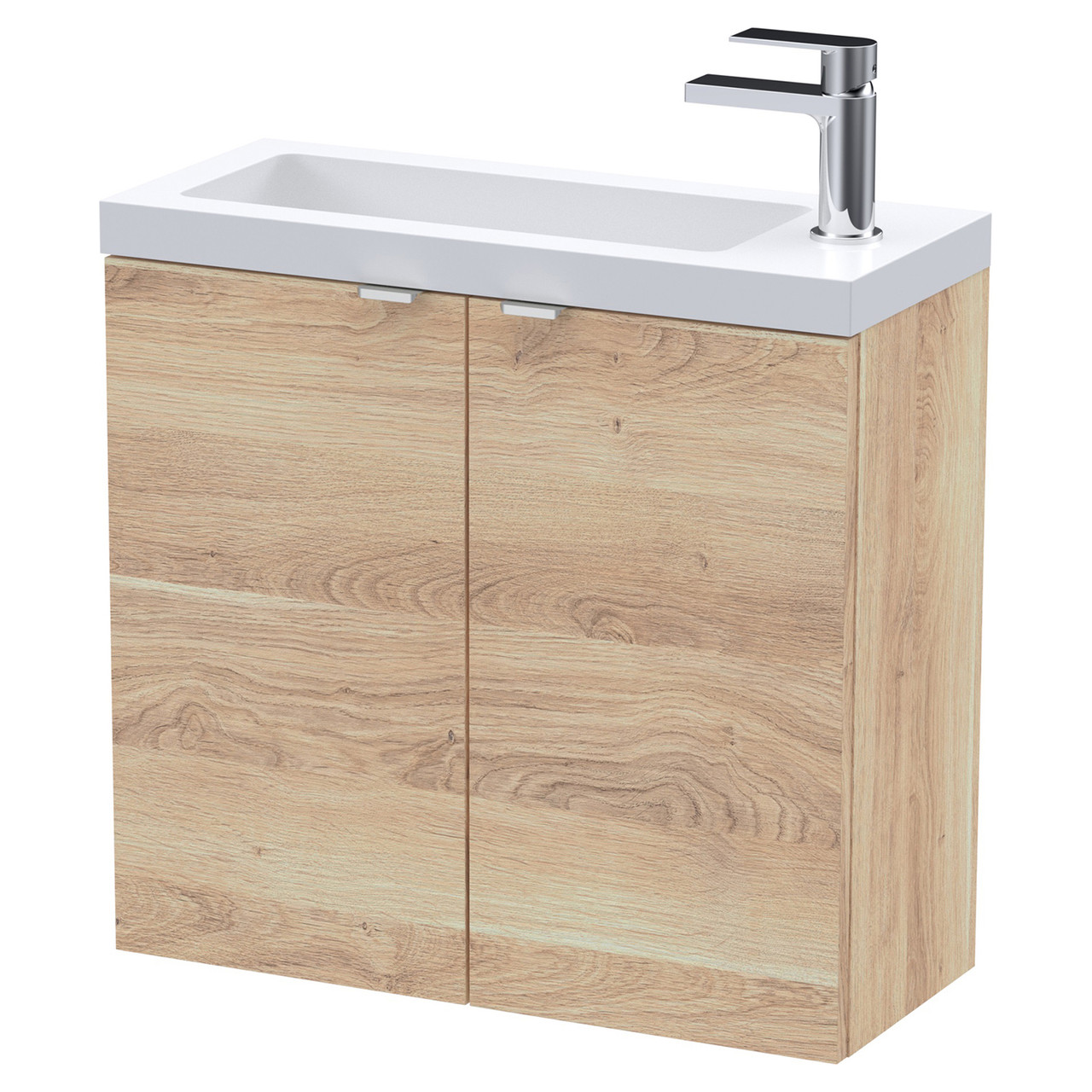 Hudson Reed Fusion Compact Woodgrain Wall Hung 2 Door Combination Vanity Unit