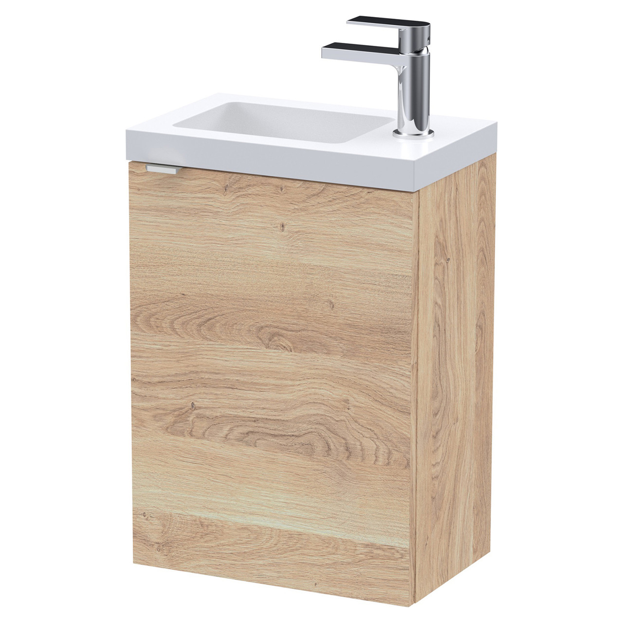 Hudson Reed Fusion Compact Woodgrain Wall Hung Single Door Combination Vanity Unit