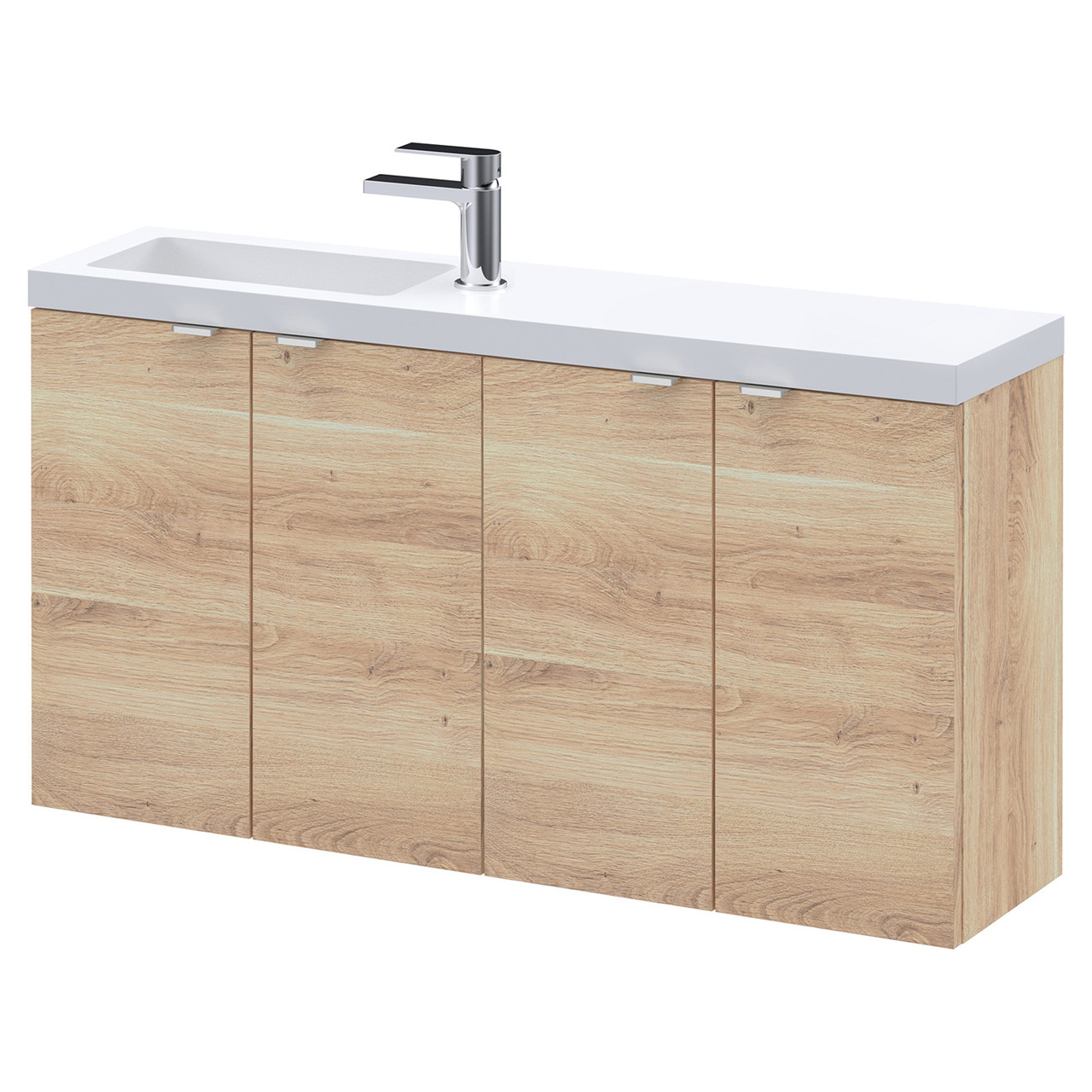 Hudson Reed Fusion Compact Woodgrain Wall Hung 4 Door Combination Vanity Unit