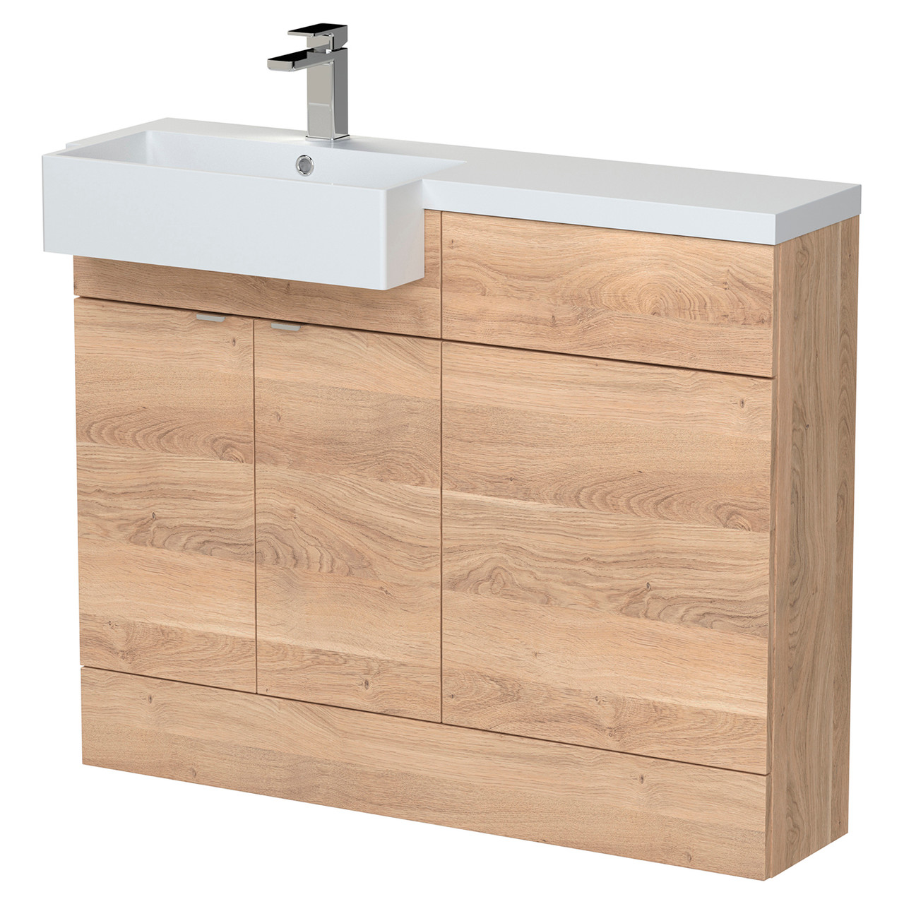 Hudson Reed Fusion Woodgrain 2 Door Combination Vanity Unit Toilet Suite with Left Hand Square Semi Recessed Basin