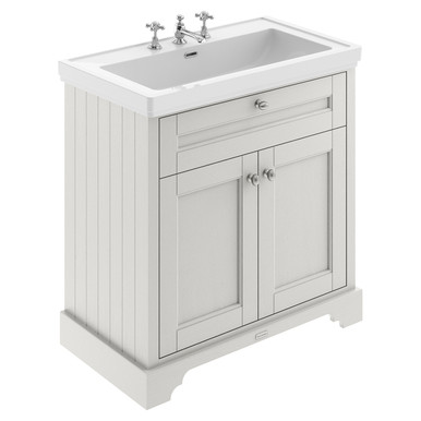 Old London Timeless Sand Woodgrain 2 Door Vanity Unit And 3 Tap Hole Fireclay Basin | | Mdf | 800Mm