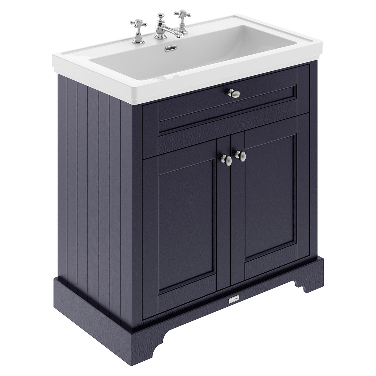 Old London Woodgrain 2 Door Vanity Unit and 3 Tap Hole Fireclay Basin