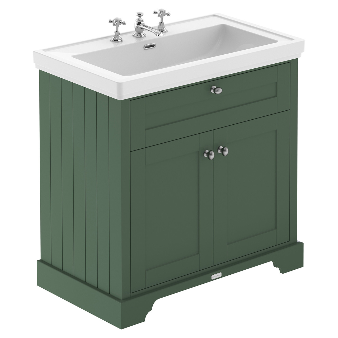 Old London Matt 2 Door Vanity Unit and 3 Tap Hole Fireclay Basin