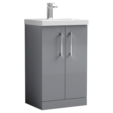 Nuie Satin Grey Arno Door Vanity Unit And Thin Edge Ceramic Basin | | Mdf | 500Mm Size 2