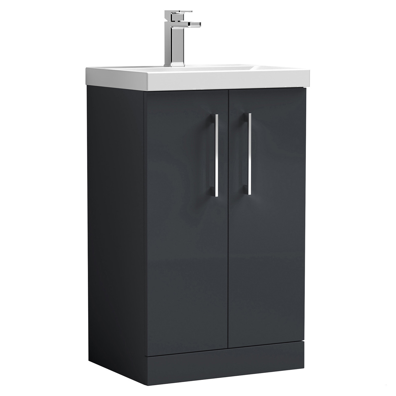 Nuie Arno Satin 2 Door Vanity Unit and Thin Edge Ceramic Basin