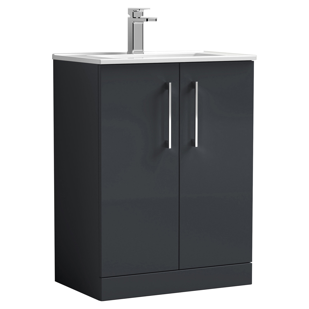 Nuie Arno Satin 2 Door Vanity Unit and Minimalist Ceramic Basin