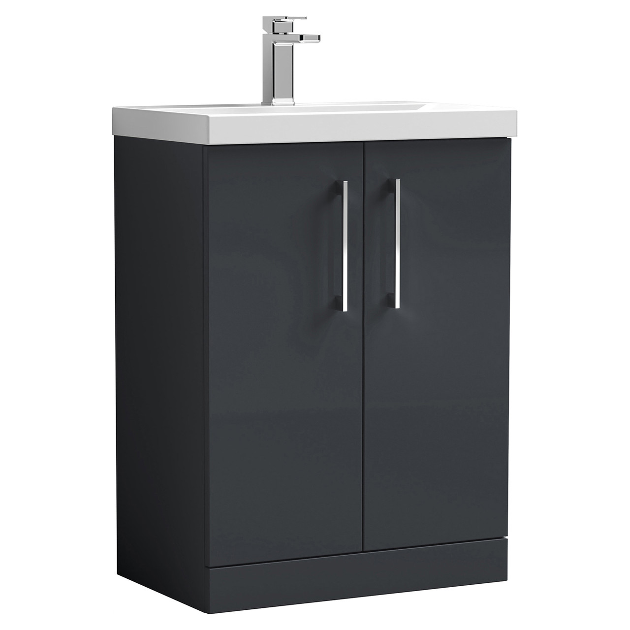 Nuie Arno Satin 2 Door Vanity Unit and Thin Edge Ceramic Basin