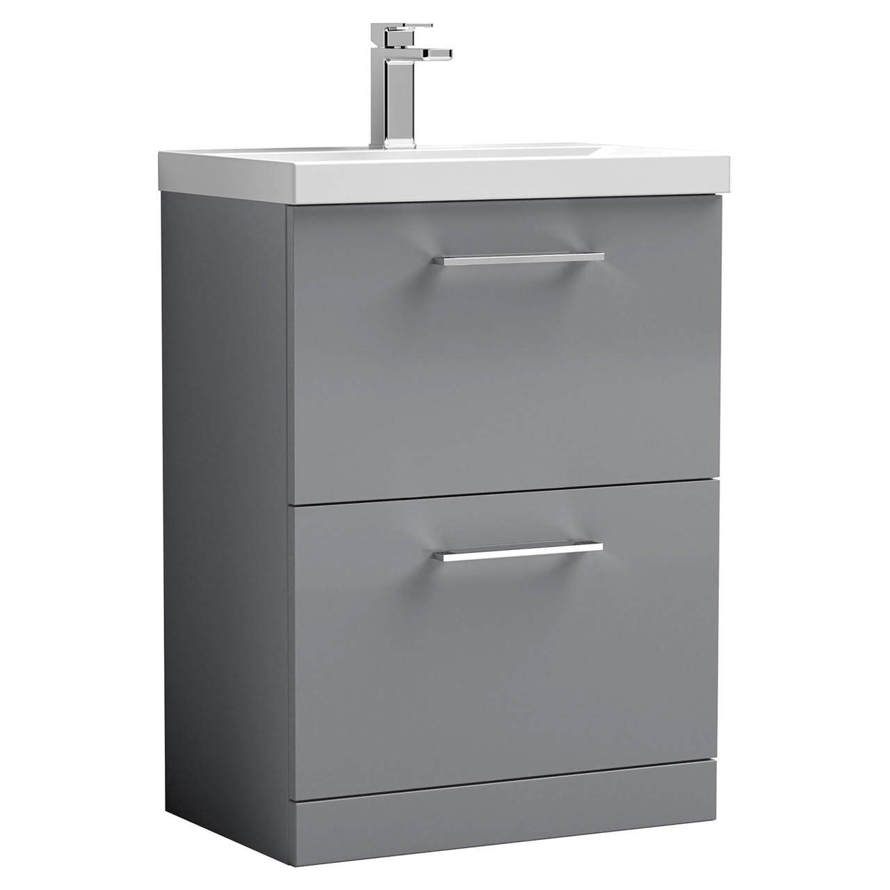 Nuie Arno 2 Drawer Vanity Unit and Thin Edge Ceramic Basin