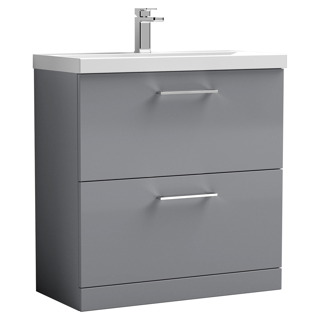 Nuie Arno 2 Drawer Vanity Unit and Mid Edge Ceramic Basin