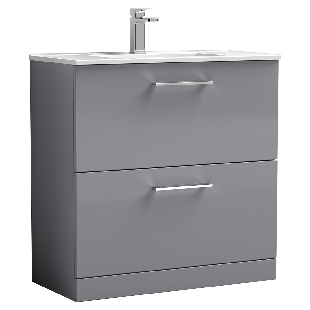 Nuie Arno 2 Drawer Vanity Unit and Minimalist Ceramic Basin