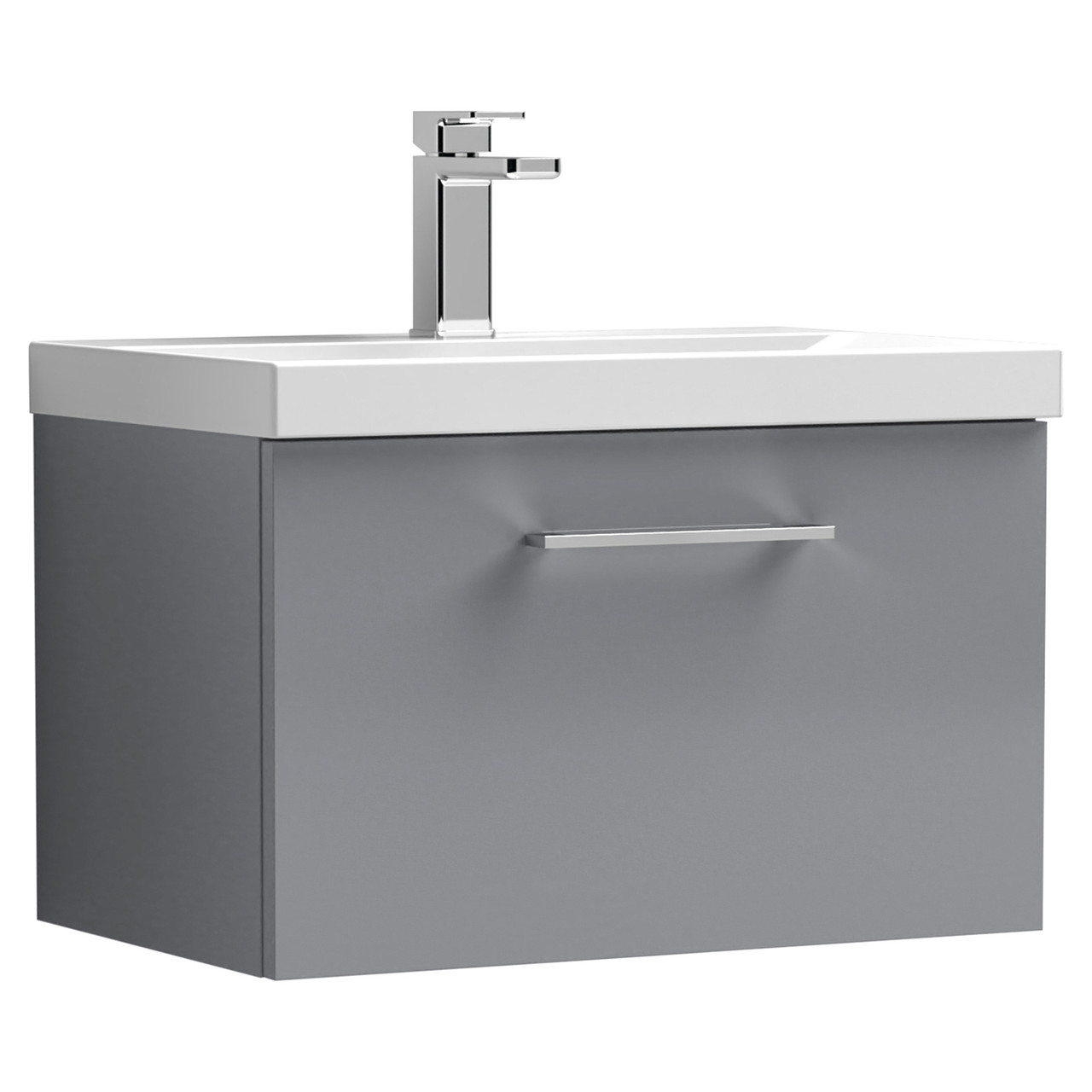 Nuie Arno Wall Hung Single Drawer Vanity Unit and Mid Edge Ceramic Basin