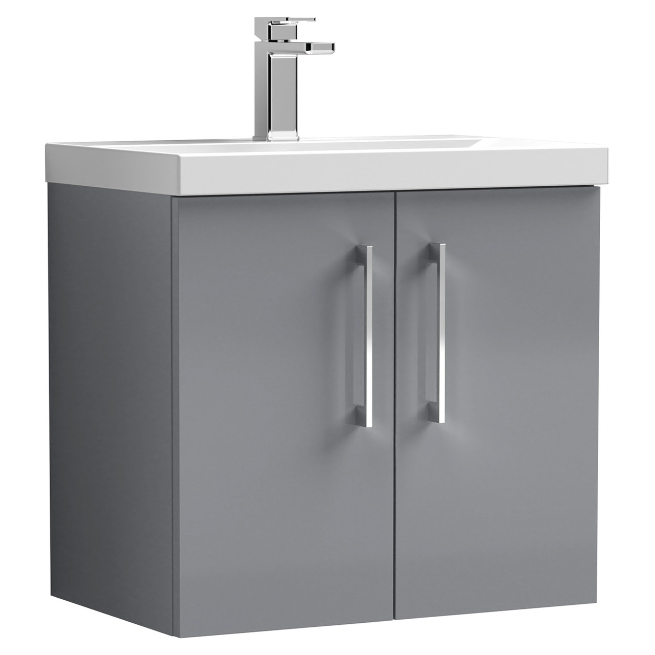 Nuie Arno Wall Hung 2 Door Vanity Unit and Thin Edge Ceramic Basin