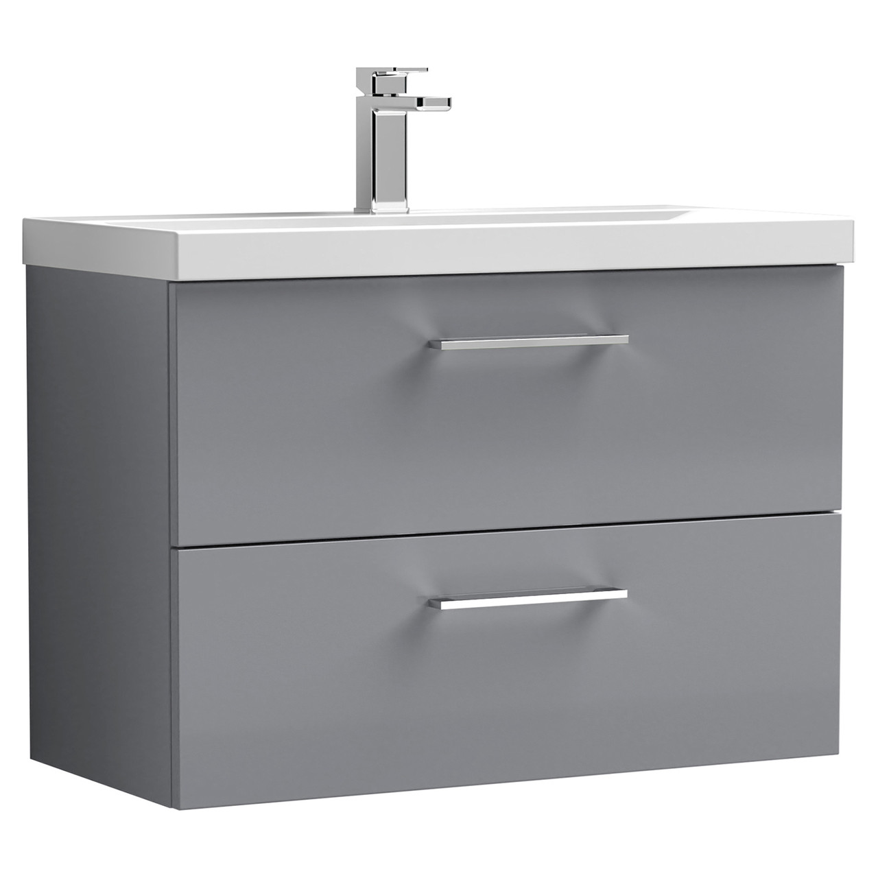 Nuie Arno Wall Hung 2 Drawer Vanity Unit and Mid Edge Ceramic Basin