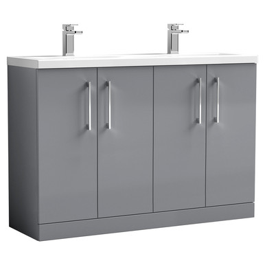 Nuie Satin Grey Arno Door Vanity Unit With Double Ceramic Basins | | Mdf | 1200Mm Size 4