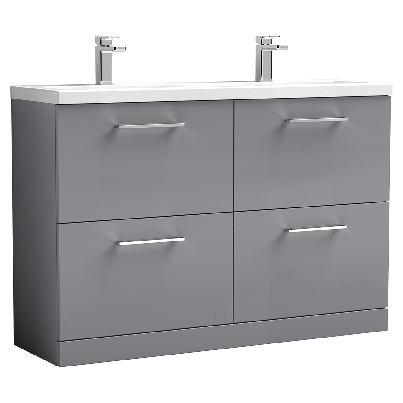 Nuie Arno 4 Drawer Vanity Unit with Double Ceramic Basins