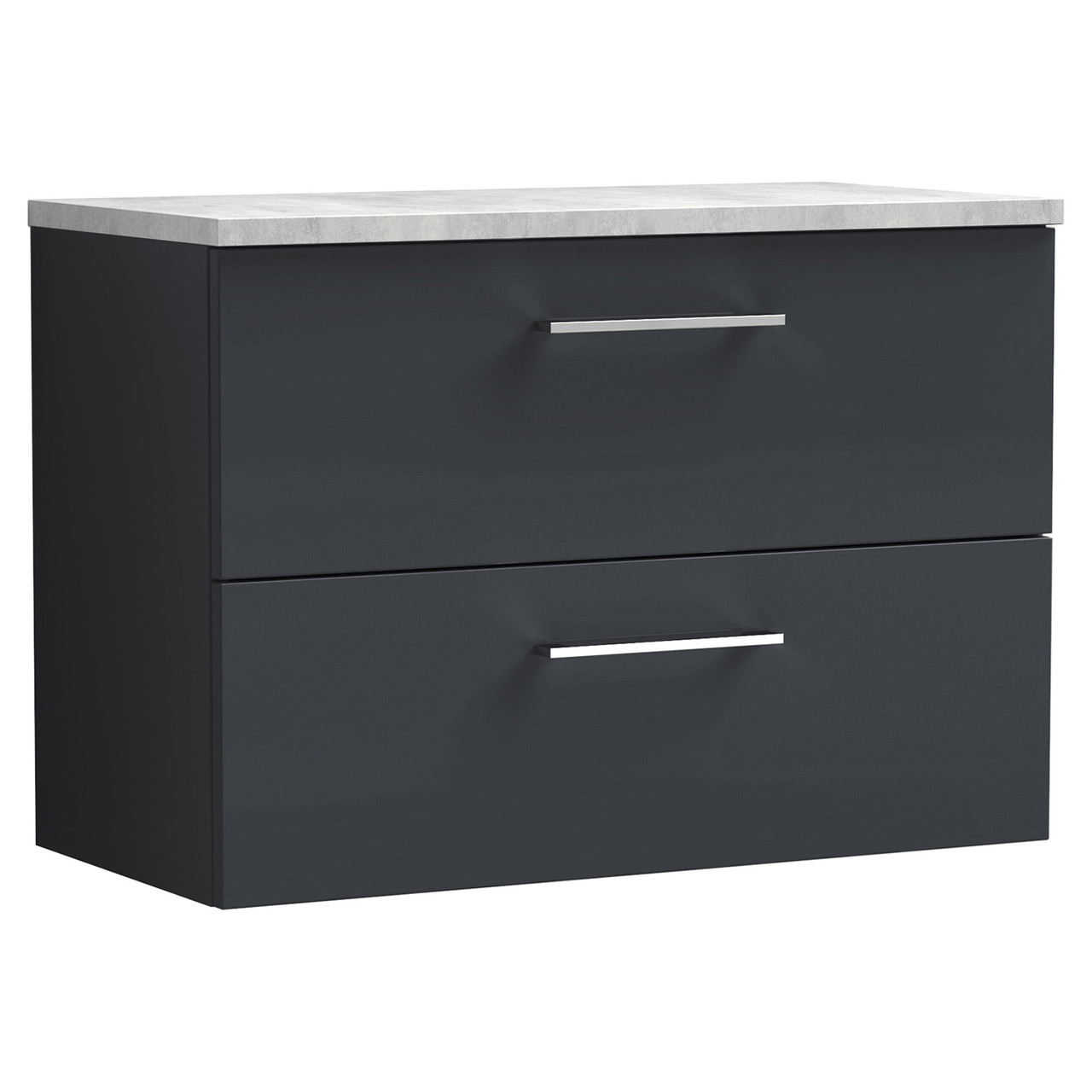 Nuie Arno Wall Hung 2 Drawer Vanity Unit with Bellato Grey Worktop