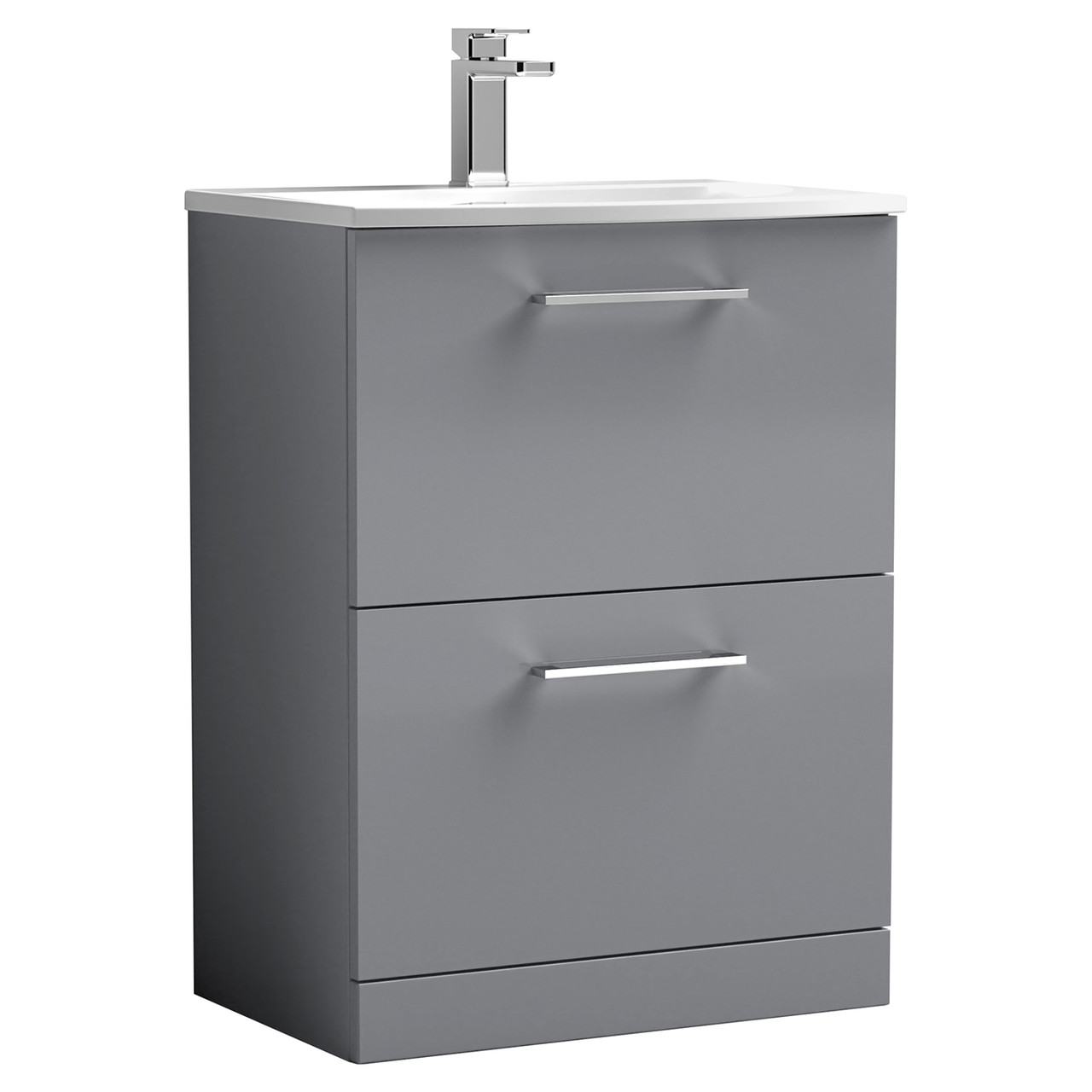 Nuie Arno 2 Drawer Vanity Unit and Curved Ceramic Basin