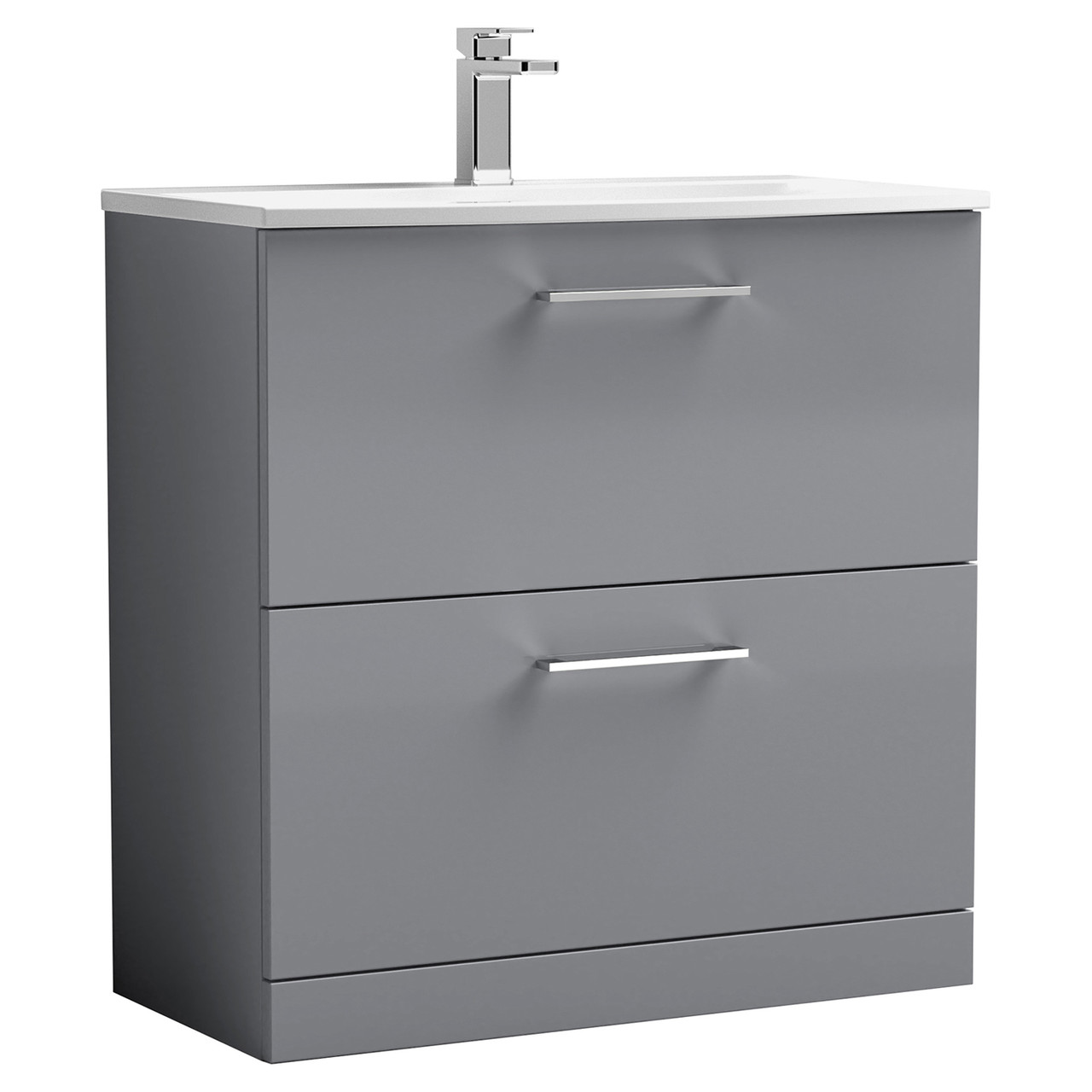 Nuie Arno 2 Drawer Vanity Unit and Curved Ceramic Basin