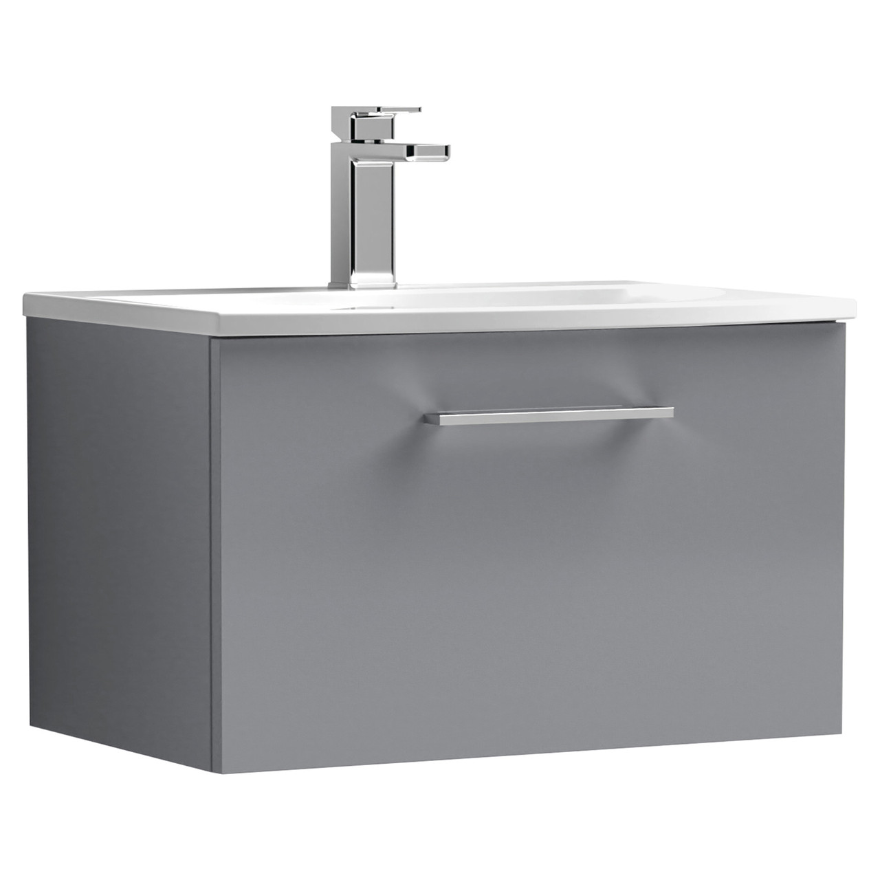 Nuie Arno Wall Hung Single Drawer Vanity Unit and Curved Ceramic Basin