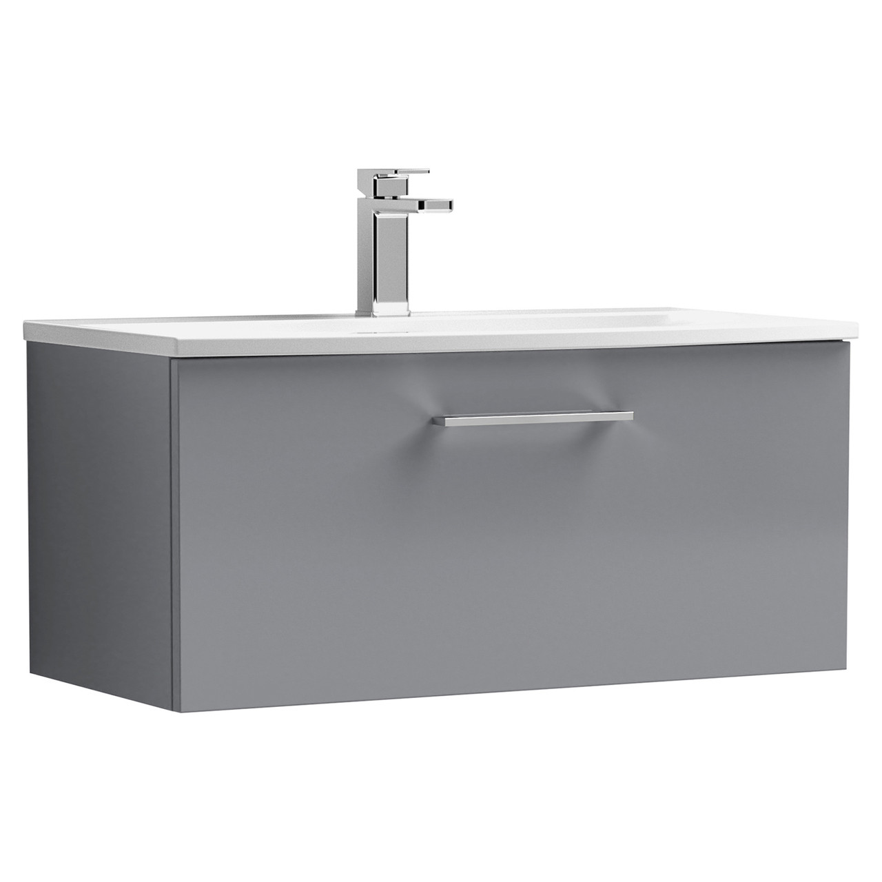 Nuie Arno Wall Hung Single Drawer Vanity Unit and Curved Ceramic Basin