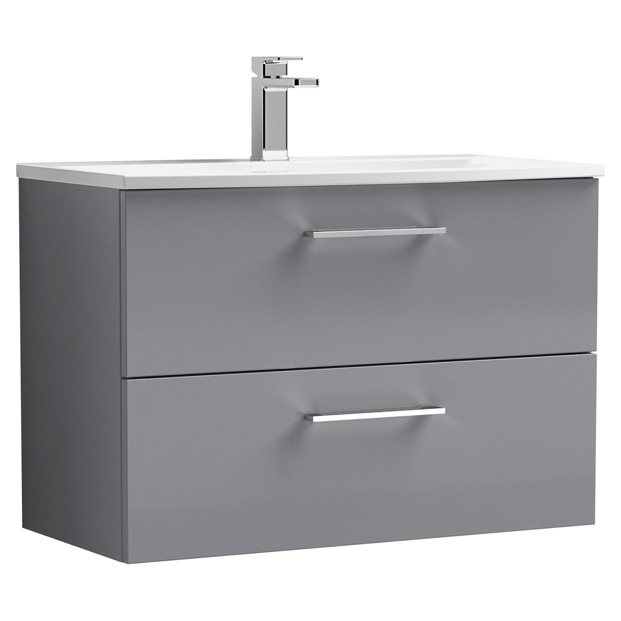 Nuie Arno Wall Hung 2 Drawer Vanity Unit and Curved Ceramic Basin