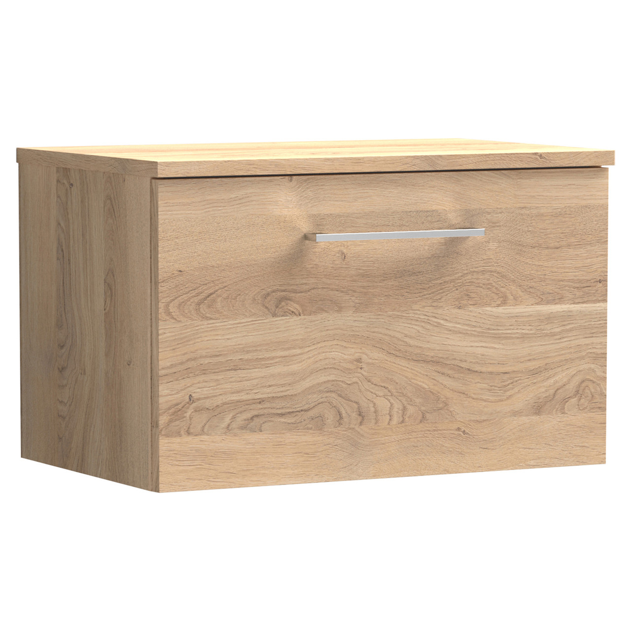 Nuie Arno Woodgrain Wall Hung Single Drawer Vanity Unit with Worktop