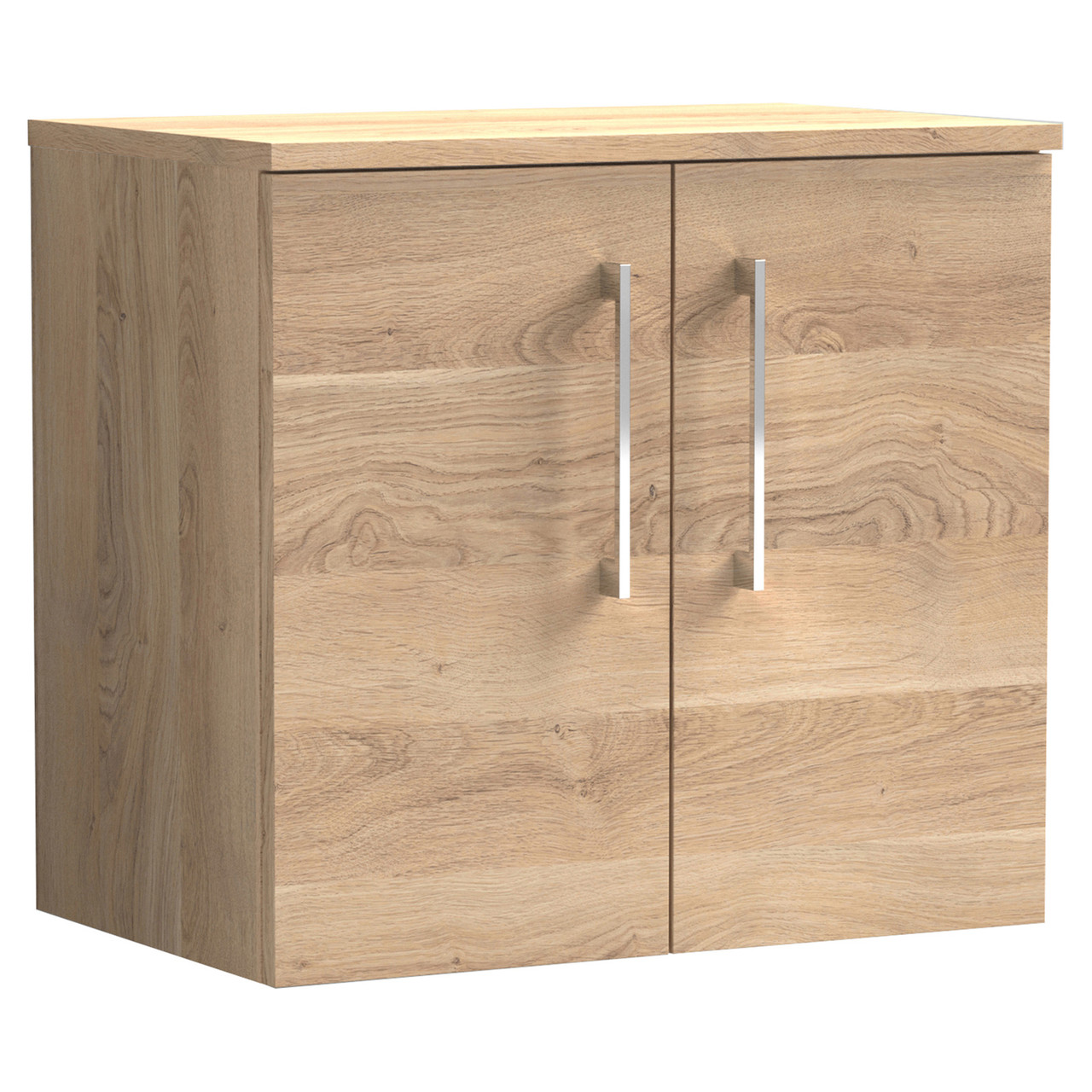 Nuie Arno Woodgrain Wall Hung 2 Door Vanity Unit with Worktop