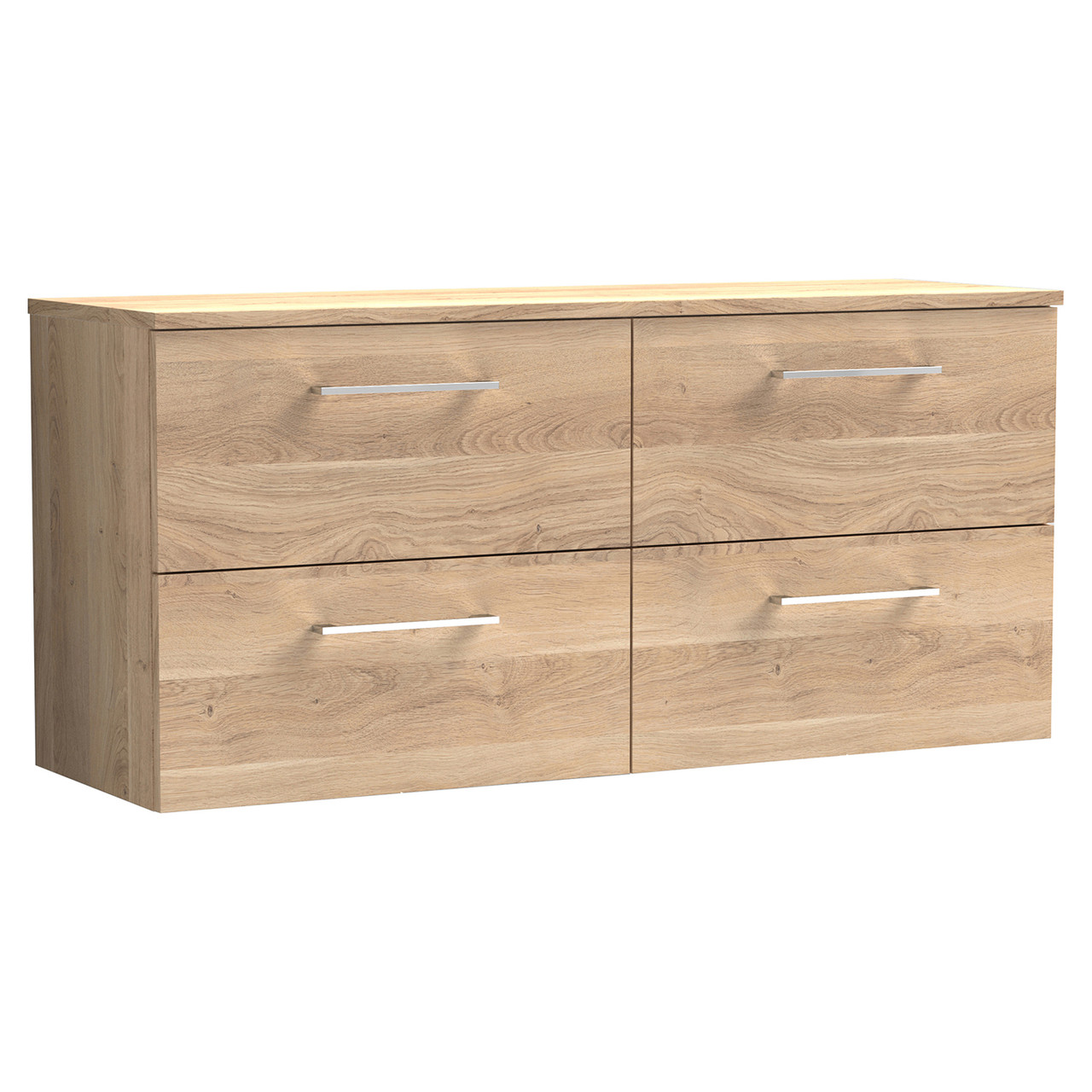 Nuie Arno Woodgrain Wall Hung 4 Drawer Vanity Unit with Worktop