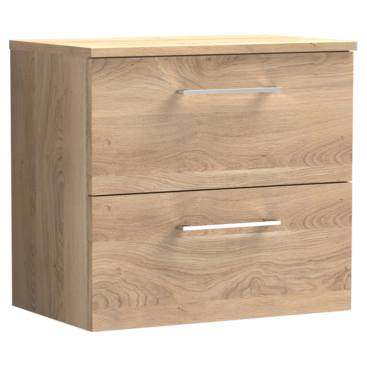 Nuie Arno Woodgrain Wall Hung 2 Drawer Vanity Unit with Worktop