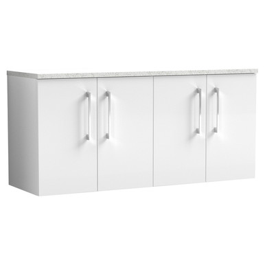 Nuie Gloss White Arno Wall Hung Door Vanity Unit With White Sparkle Worktop | | Mfc | 1200Mm Size 4