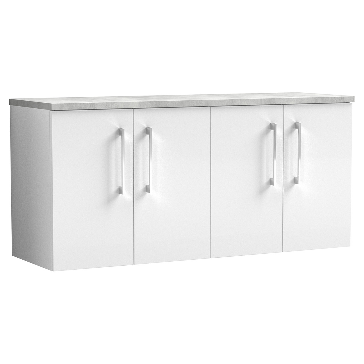 Nuie Arno Wall Hung 4 Door Vanity Unit with Bellato Grey Worktop