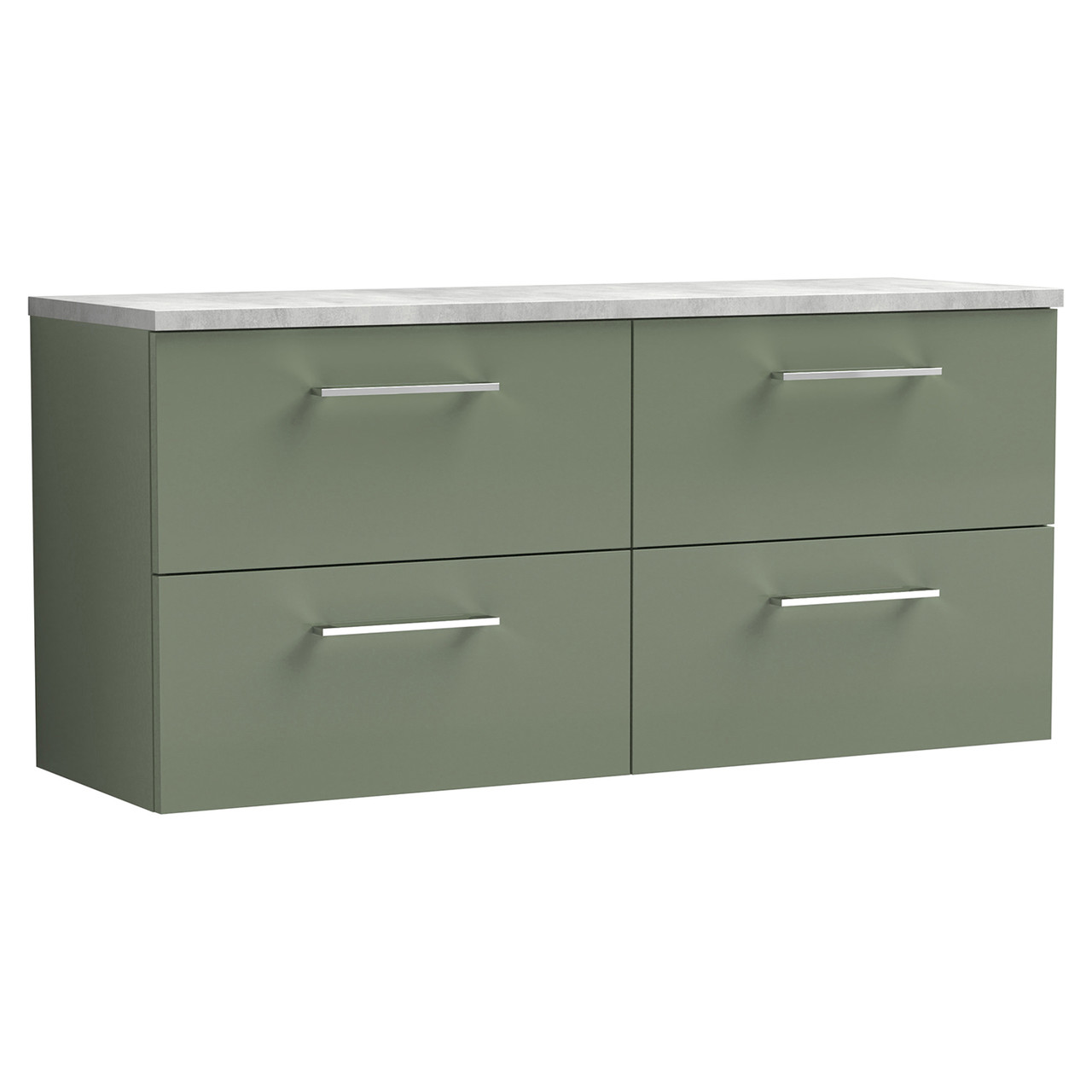 Nuie Arno Wall Hung 4 Drawer Vanity Unit with Bellato Grey Worktop