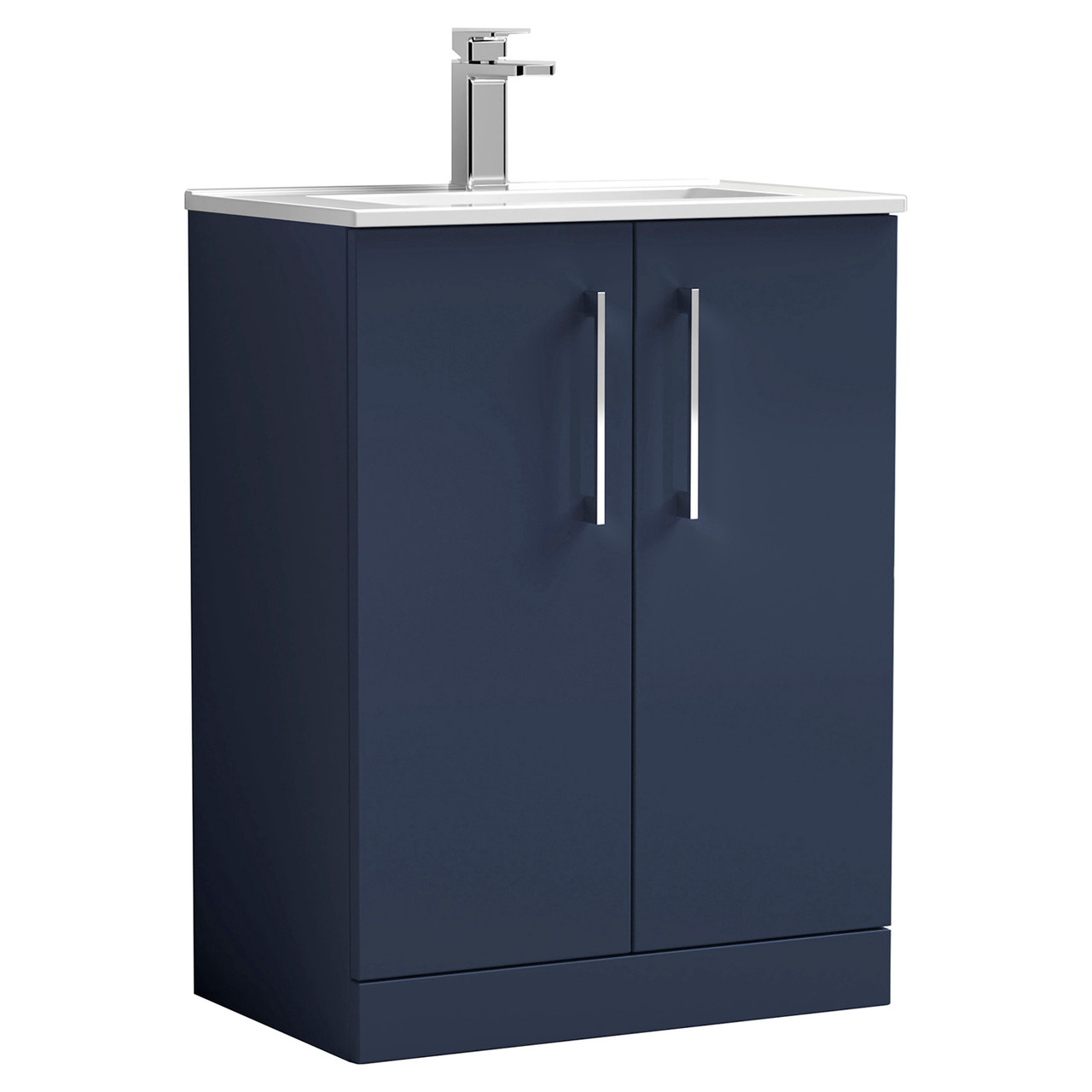 Nuie Midnight Blue Arno Satin 2 Door Vanity Unit And Minimalist Ceramic Basin | | Mdf | 600Mm