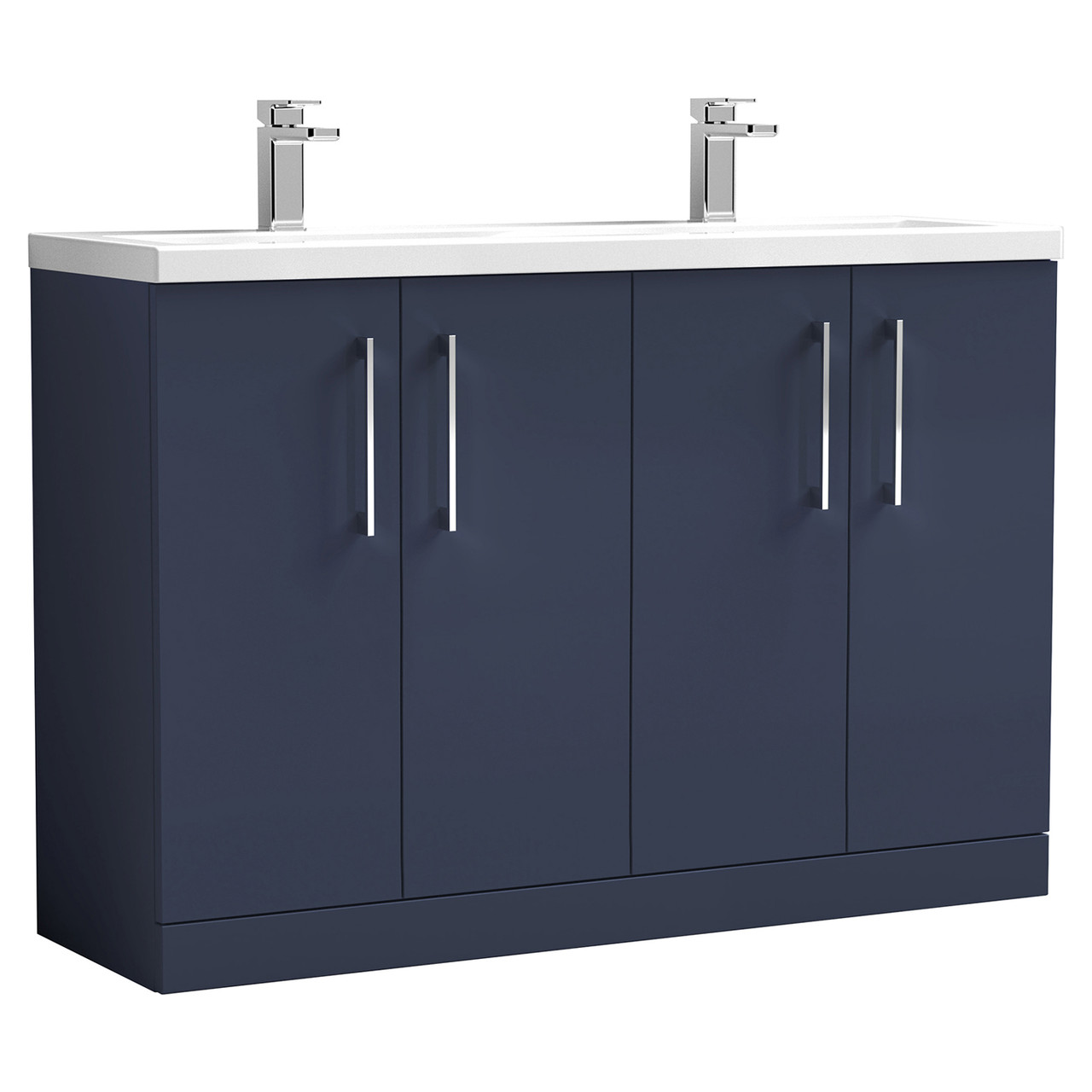 Nuie Arno Satin 4 Door Vanity Unit with Double Ceramic Basins