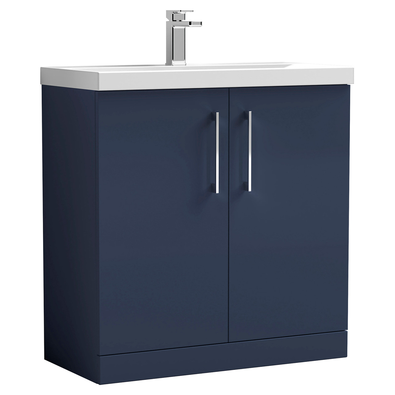 Nuie Arno Satin 2 Door Vanity Unit and Thin Edge Ceramic Basin
