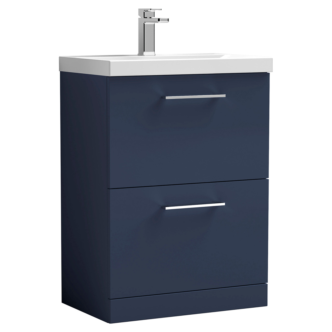 Nuie Arno Satin 2 Drawer Vanity Unit and Mid Edge Ceramic Basin