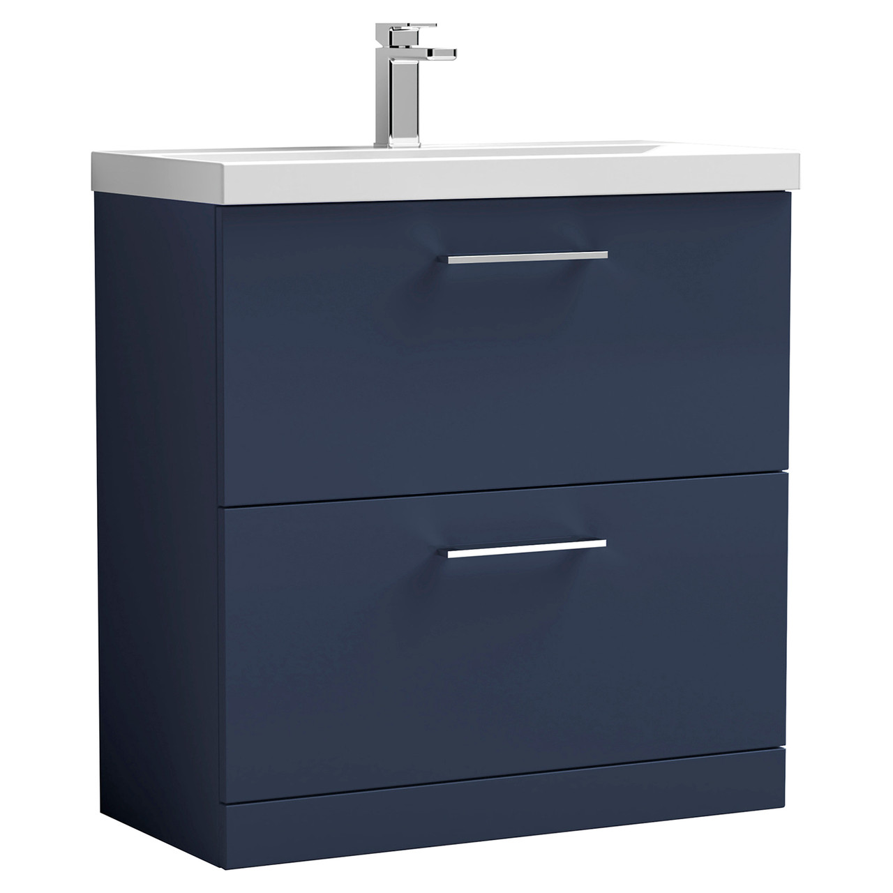 Nuie Arno Satin 2 Drawer Vanity Unit and Mid Edge Ceramic Basin