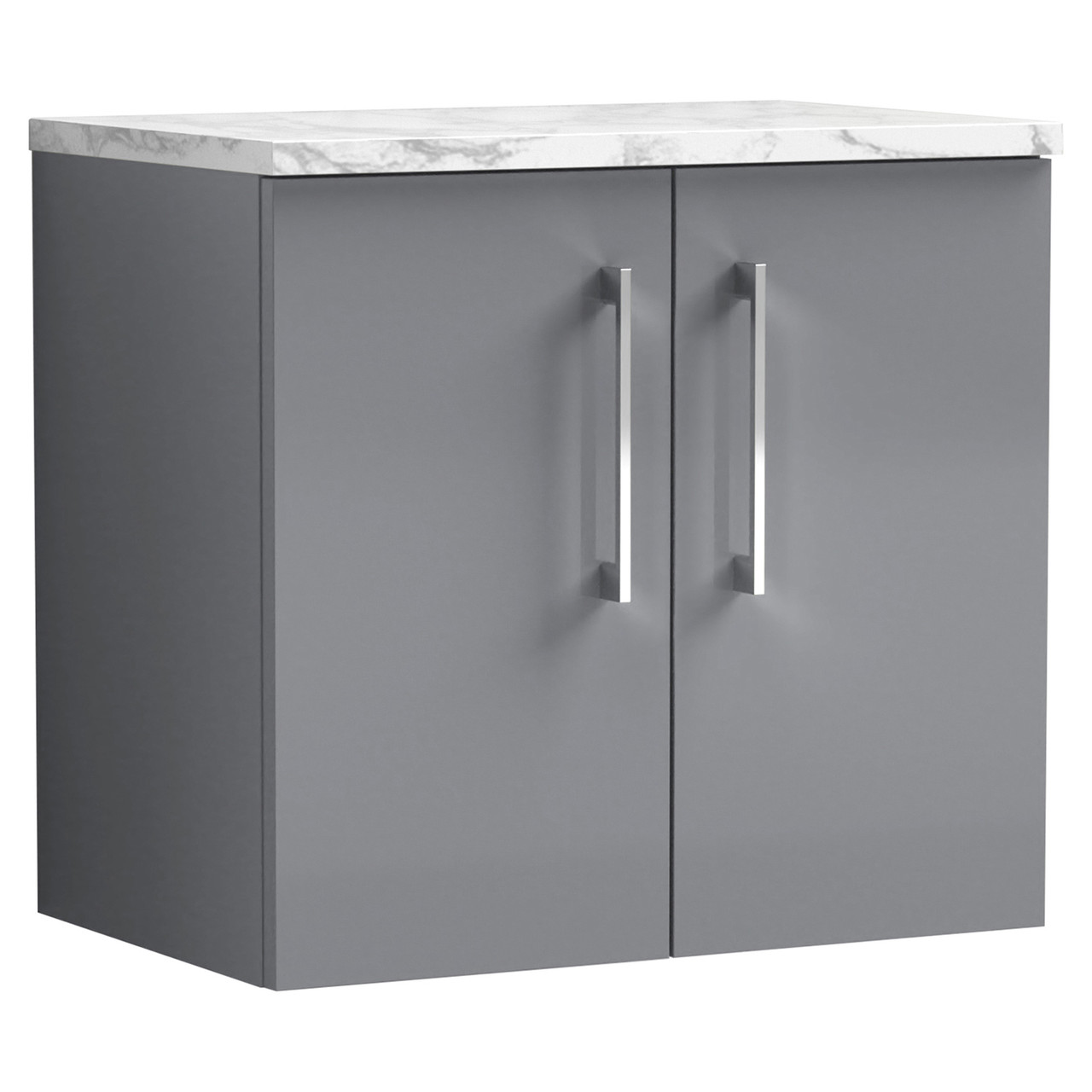 Nuie Arno Wall Hung 2 Door Vanity Unit with Carrera Marble Laminate Worktop