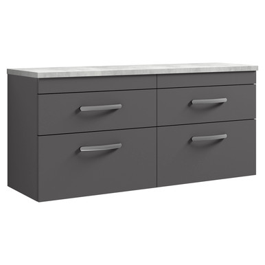 Nuie Gloss Grey Athena Wall Hung Door Vanity Unit With Bellato Grey Worktop | | Mfc | 1200Mm Size 4