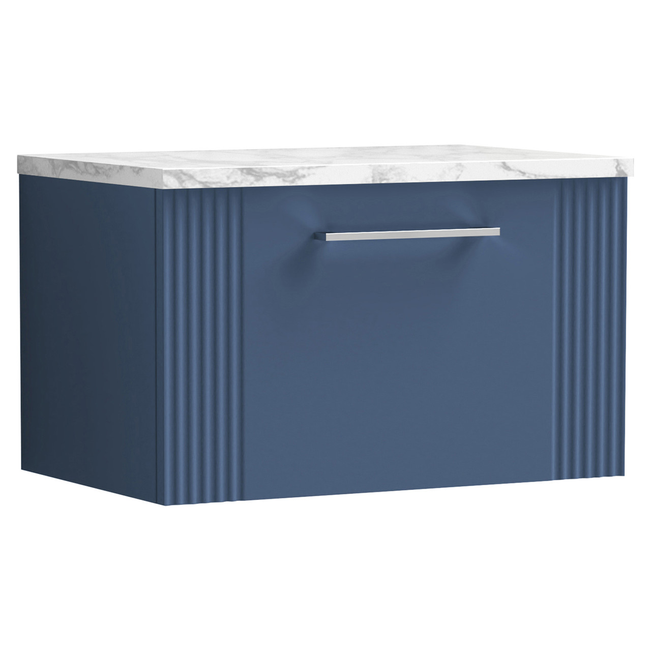 Nuie Deco Wall Hung Single Drawer Vanity Unit with Carrera Marble Laminate Worktop